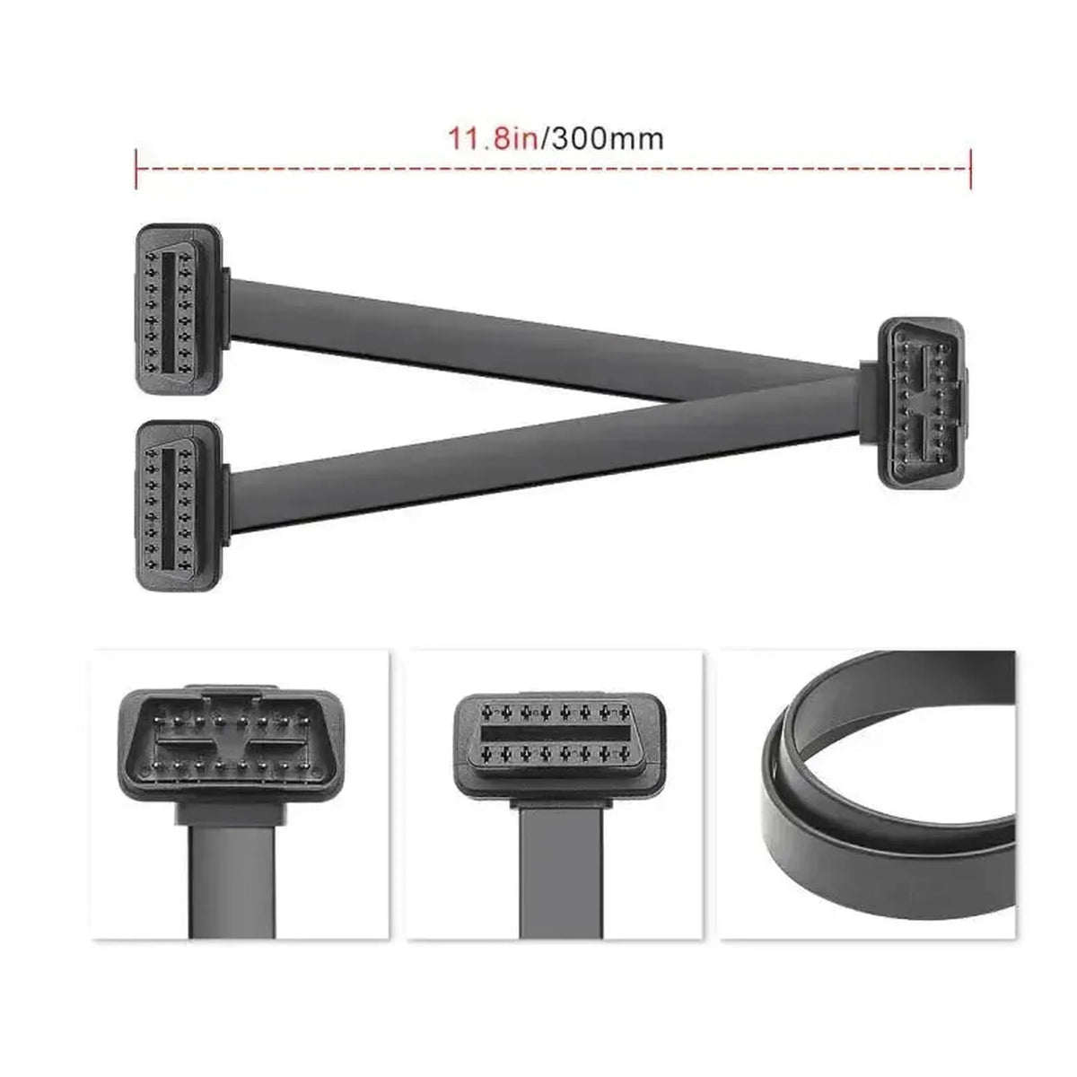 16kolíkový OBD2 plochý prodlužovací a rozdvojevací kabel, sada 2 ks (30 cm) | Rozhraní