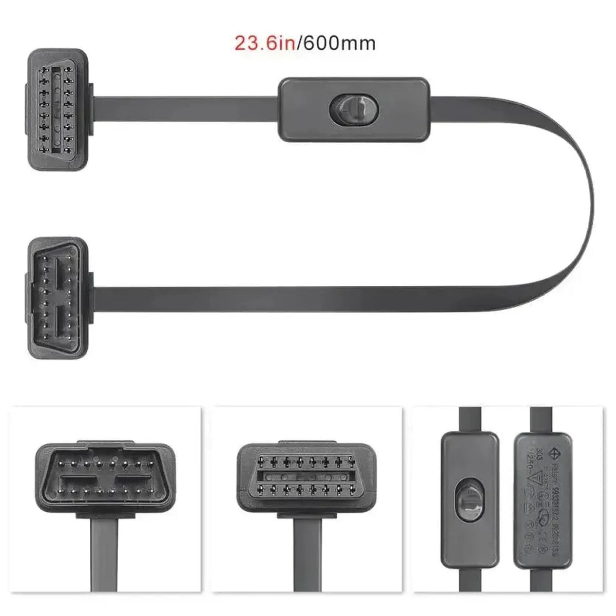 16-pinová plochá prodlužovací kabel OBD2 se spínačem (60 cm) | Rozhraní