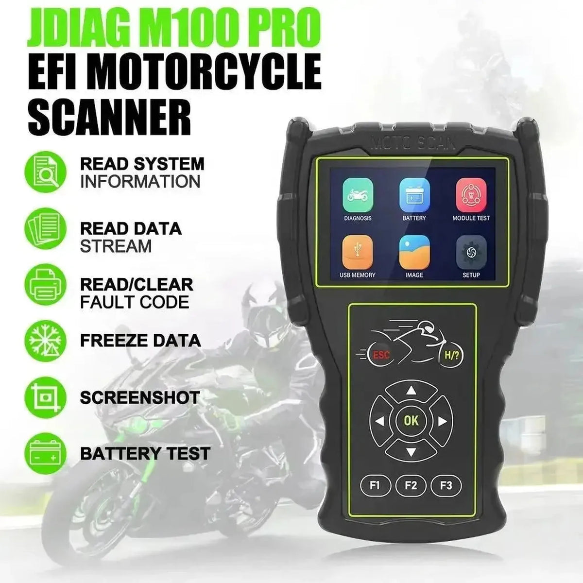 JDiag M100 Pro diagnostický přístroj pro motocykly