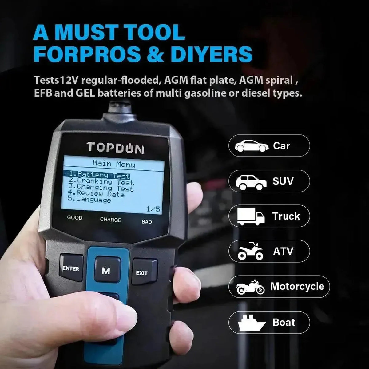 Topdon BT100 | Tester akumulátoru