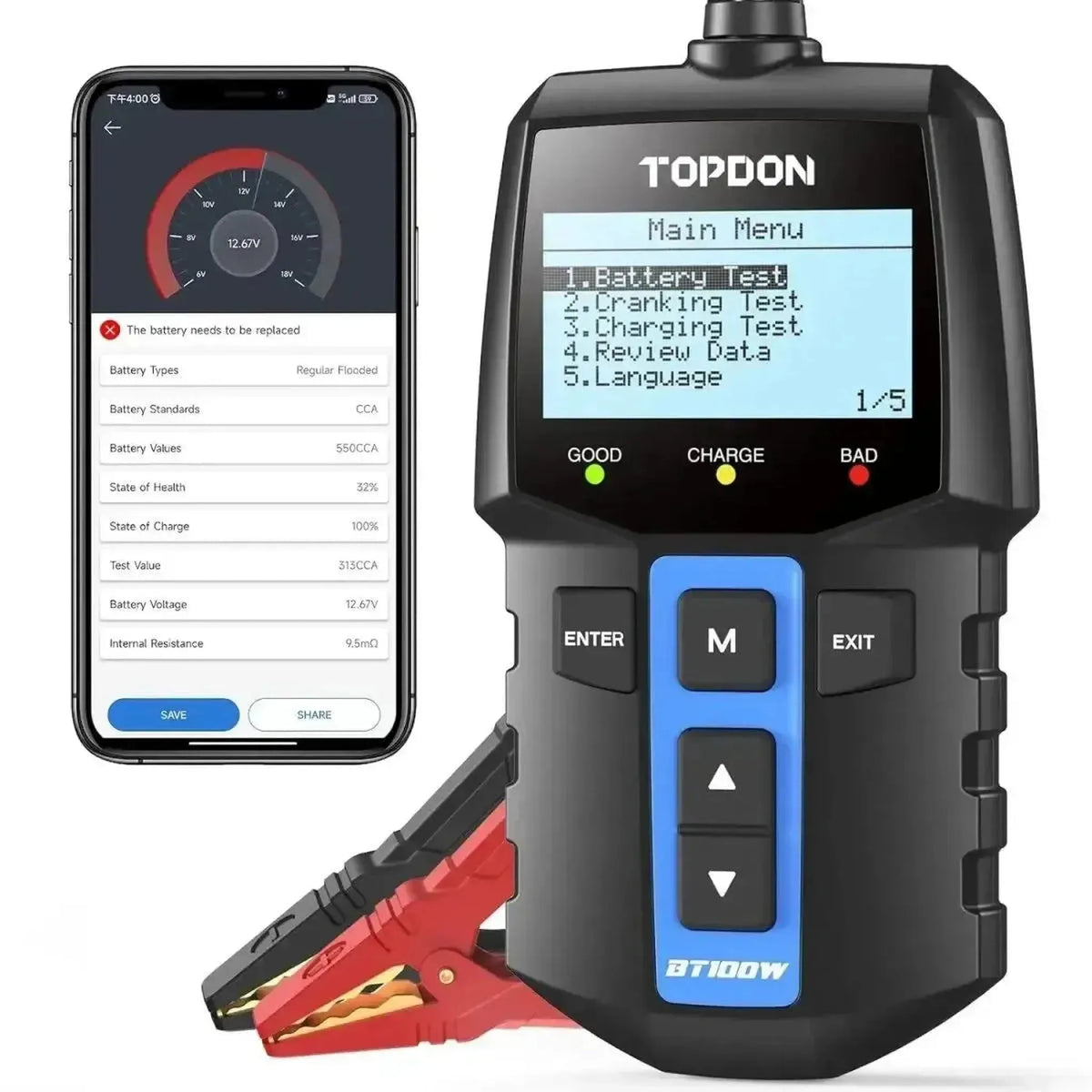 Topdon BT100W | Tester akumulátoru