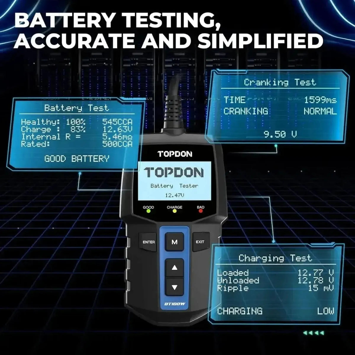 Topdon BT100W | Tester akumulátoru